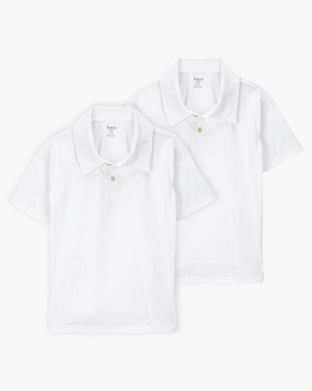 Product image 1 of Kid 2-Pack Active Uniform Polo Shirts in Moisture Wicking BeCool™ Fabric - White