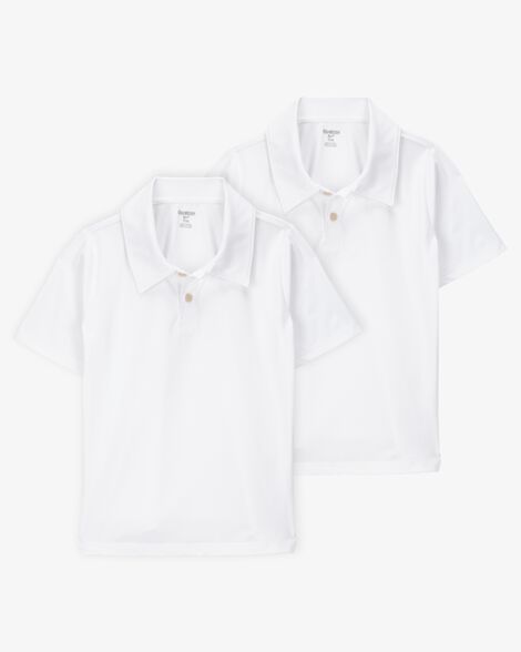 Product image 1 of Kid 2-Pack Active Uniform Polo Shirts in Moisture Wicking BeCool™ Fabric - White
