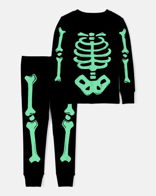 Product image 2 of Baby 2-Piece Glow Skeleton Halloween 100% Snug Fit Cotton Pajamas - Black