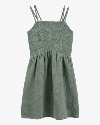 Product image 1 of Kid Smocked Gauze Dress - Green