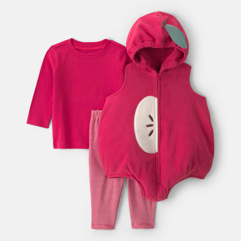 Baby 3-Piece Apple Halloween Long-Sleeve Costume - Red