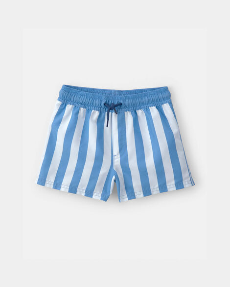 toddler boy striped swim trunks - blue