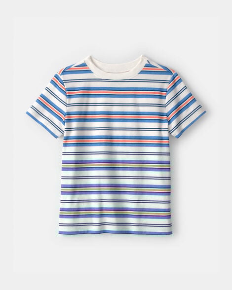 kids striped t-shirt - blue/orange/ivory