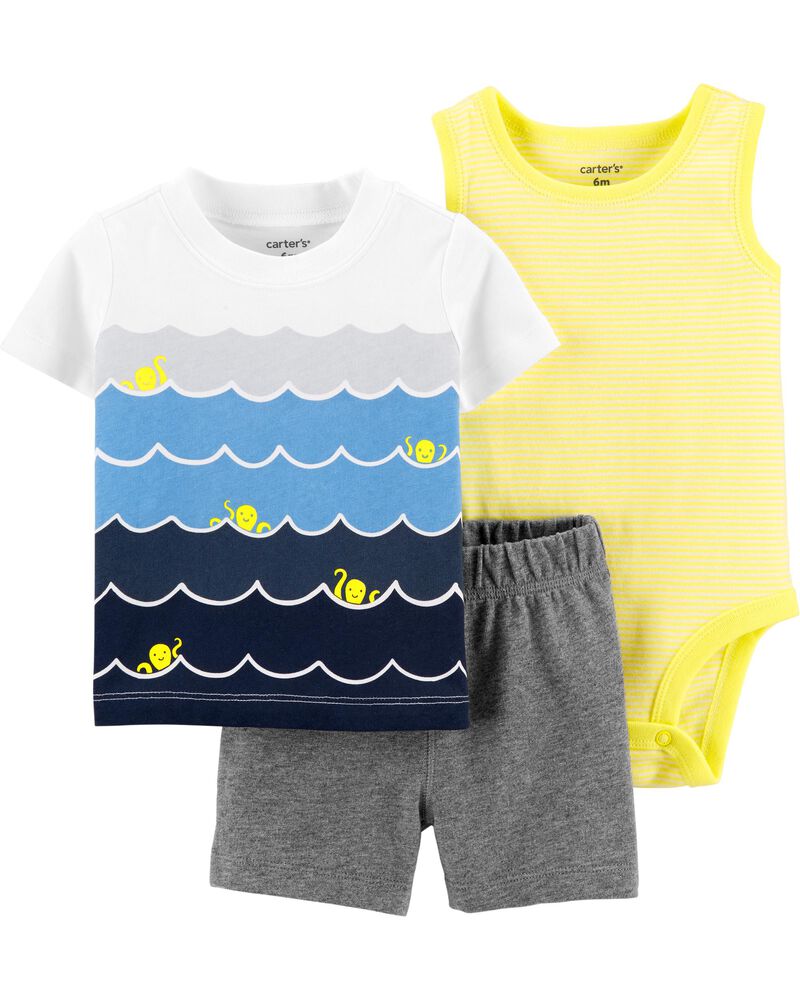 3 Piece Waves Little Short Set Carters Com