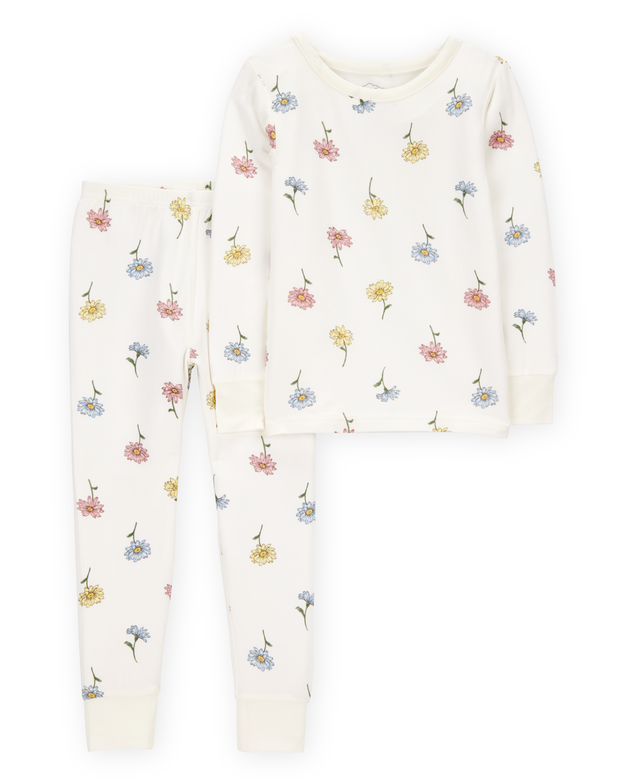 Toddler Girl Floral Print PurelySoft 2-Piece Pajamas - Ivory