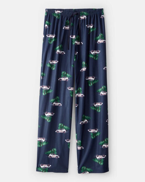 adult christmas cars loose fit pajama bottoms- navy