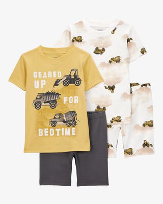 Product image 1 of Toddler Construction Print Snug Fit Cotton 4-Piece Pajamas
