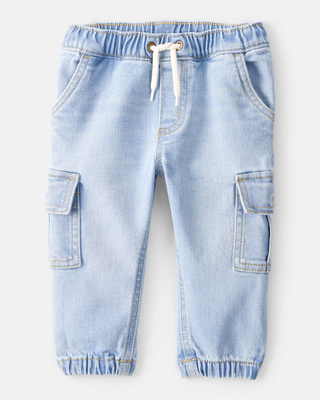Product image 1 of Baby Boy Mid-Rise Denim Cargo Joggers - Blue
