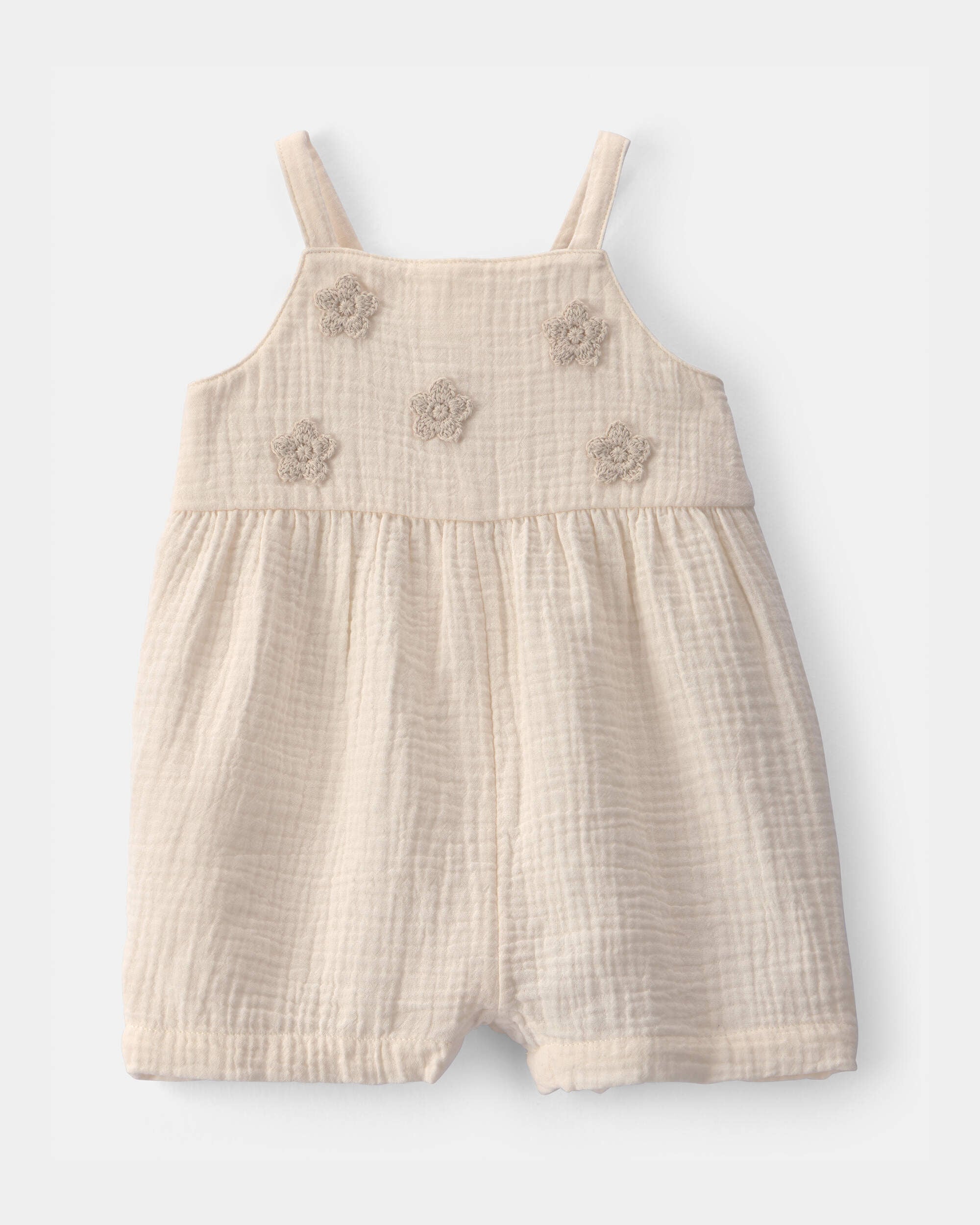 Carters baby girl flower embroidered romper 12M Ivory 20$