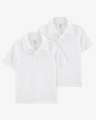Product image 1 of Kid 2-Pack Pique Uniform Polo Shirts - White