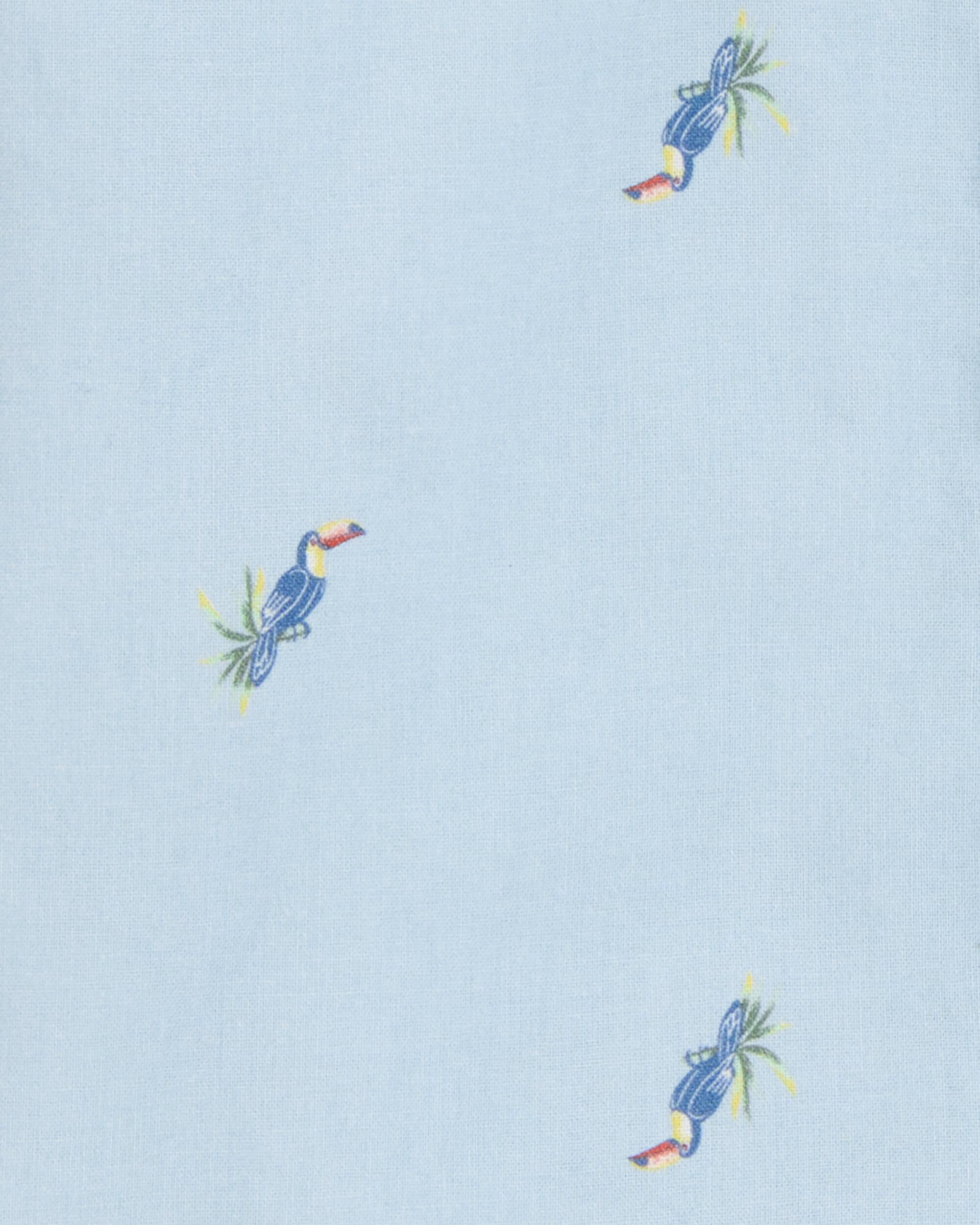 Toddler Toucan Print Short-Sleeve Button-Front Shirt - Blue