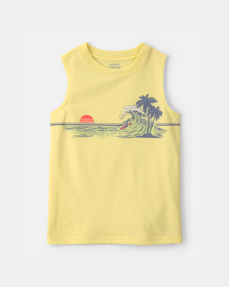 boys beach graphic tank - yellow