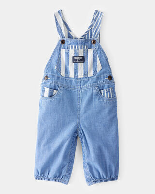 Product image 1 of Baby Vintage Inspired Striped Chambray Overalls - Blue Wash