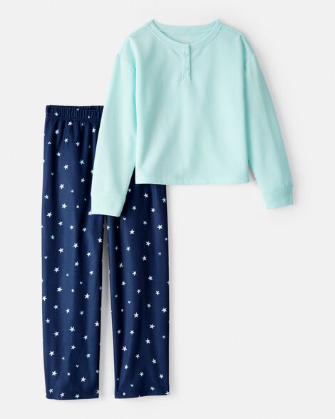 girls star fleece loose fit 2-piece pajamas