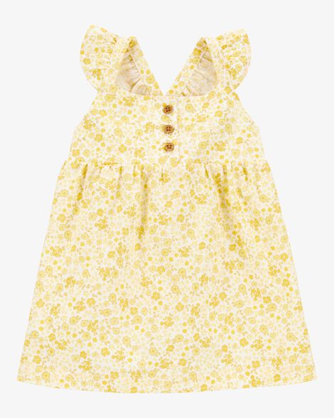 Product image 1 of Baby Girl Floral Flutter Dress - Yellow