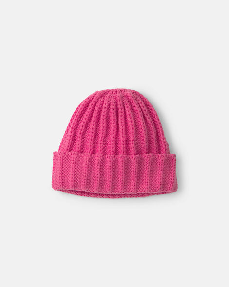baby girl ribbed beanie - pink