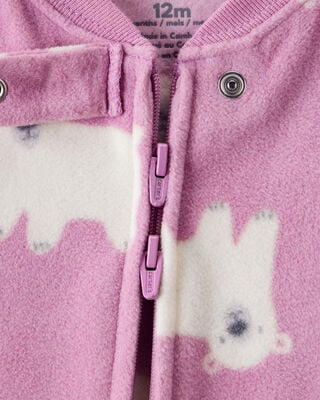 Product image 2 of Toddler Girl Polar Bear Loose Fit Long-Sleeve 2-Way Zip 1-Piece Pajamas