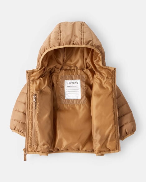 Baby Hooded Puffer Jacket - Brown