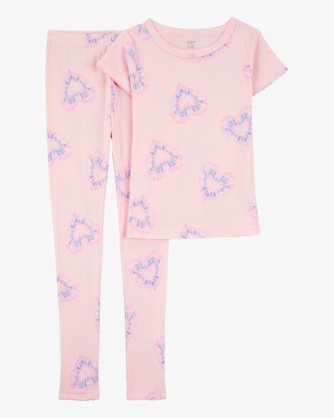 Product image 1 of Girls 2-Piece Tie-Dye Hearts 100% Snug Fit Cotton Pajamas - Pink