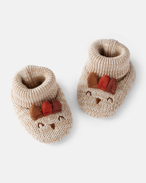 baby thanksgiving booties - brown