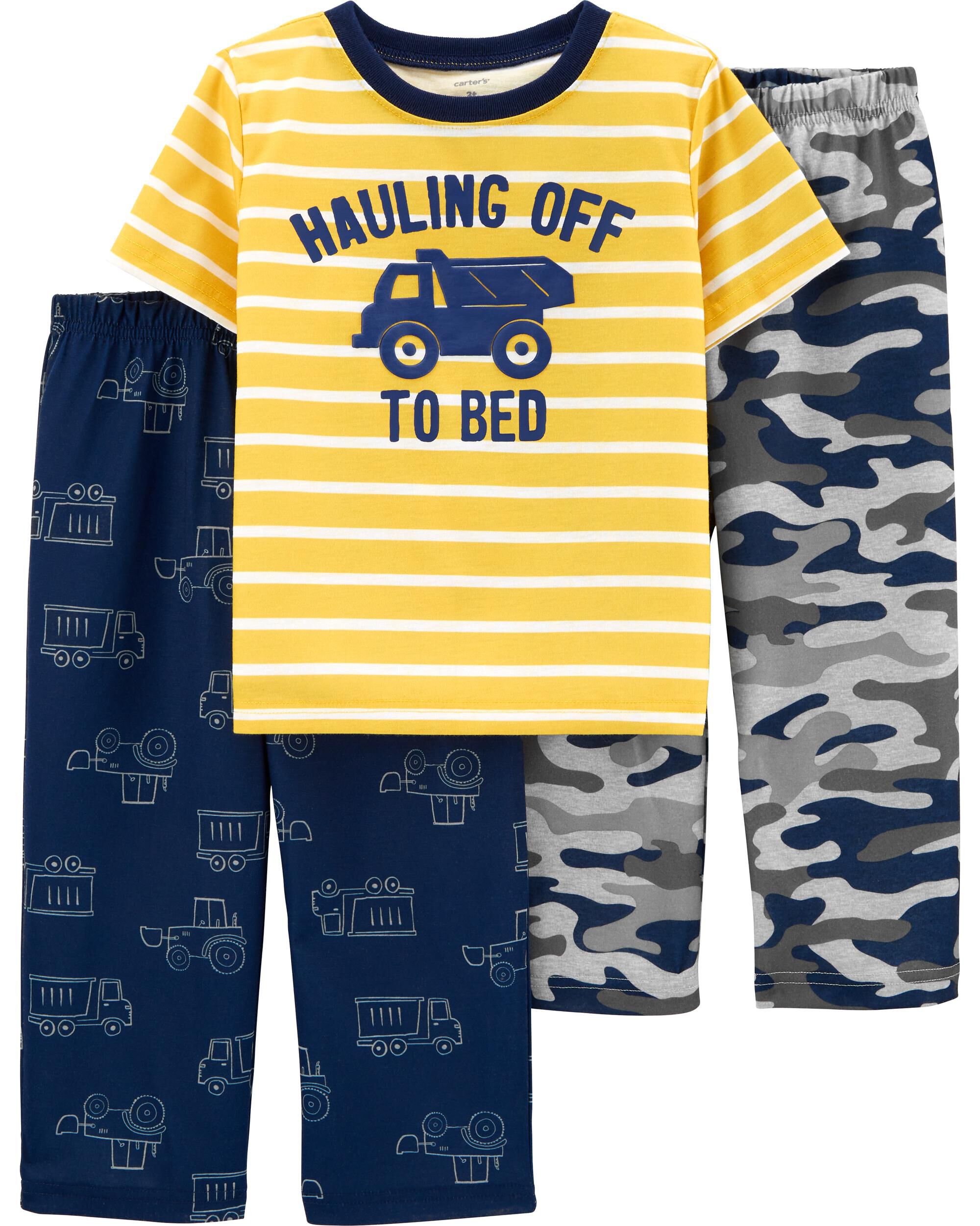 NWT Carter/'s Boys 3T 4T 5T 3-Piece Bedtime is Hard Work Construction Pajama PJs