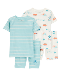 Baby Palm Tree Print Snug Fit 4-Piece Pajamas
