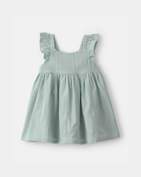 Baby Girl Ruffle-Sleeve Dress - Green