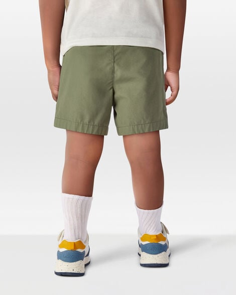Toddler Pull-On Cotton Shorts - Olive