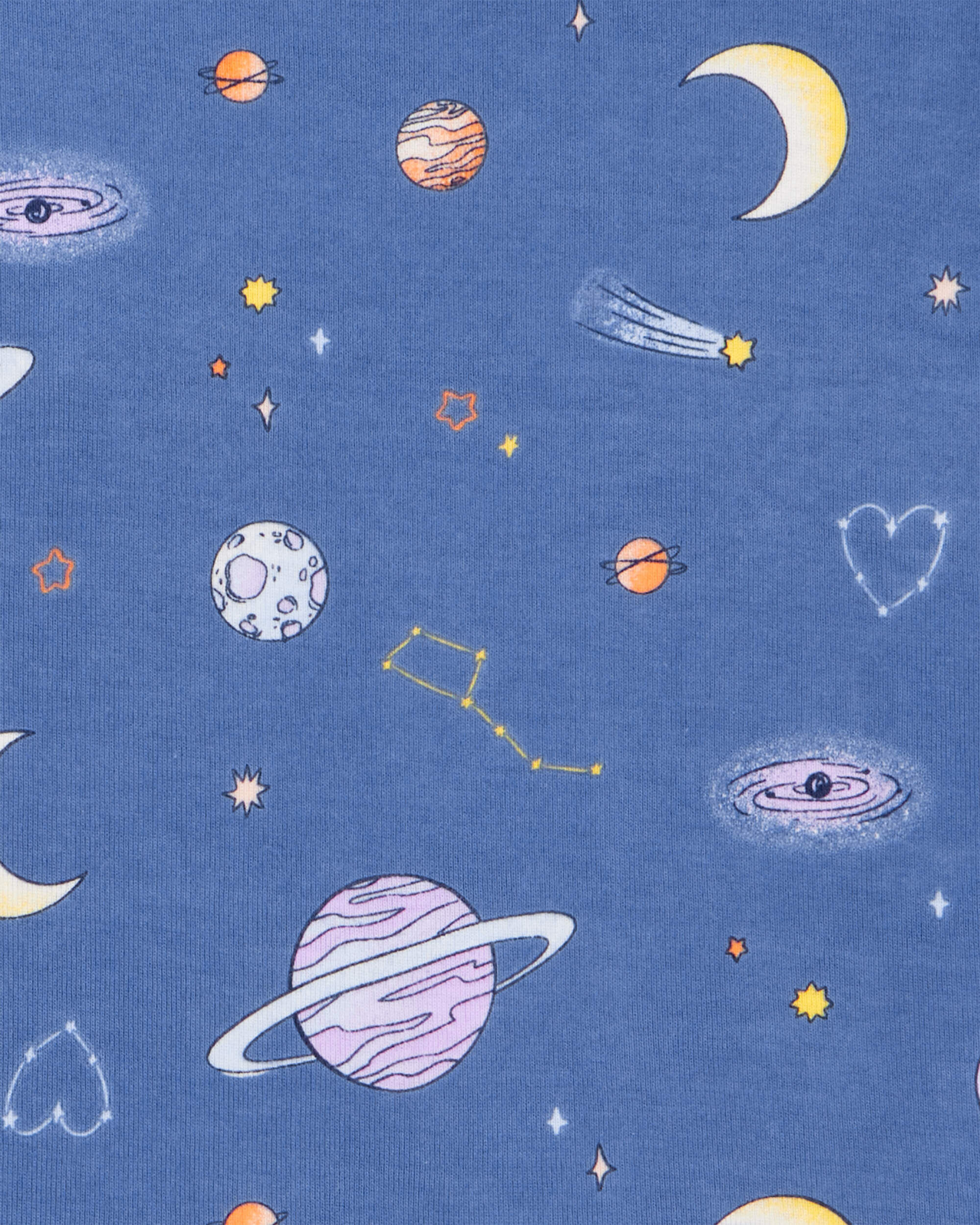 Kid Space Print Snug Fit Cotton 4-Piece Pajamas