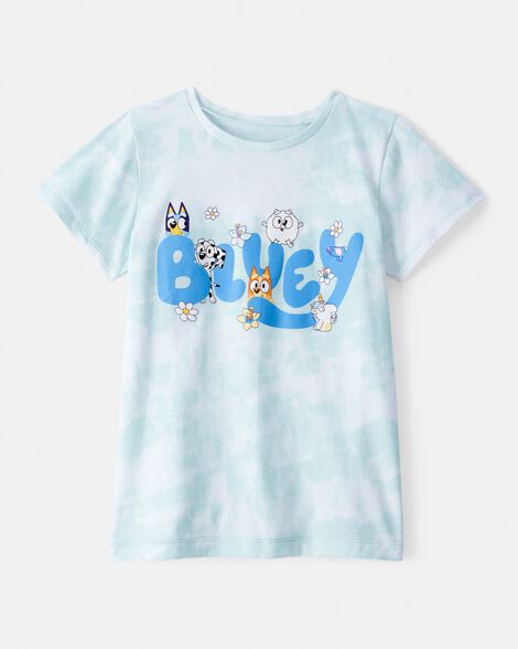 girls bluey™ tie-dye short-sleeve graphic tee - blue/white