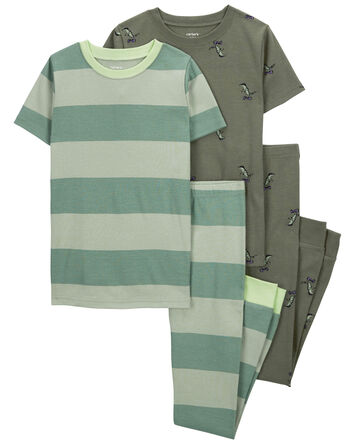 Kid 4-Piece Rugby Stripe 100% Snug Fit Cotton Pajamas