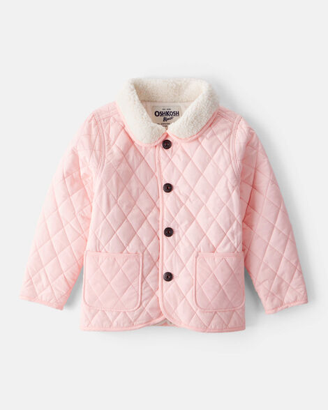 Toddler Girl Quilted Long-Sleeve Fashion Jacket - Pink