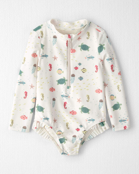 Toddler Girl Recycled Rashguard Swimsuit in Under the Sea