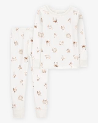 Product image 1 of Toddler Farm Animals Print PurelySoft 2-Piece Pajamas - Ivory
