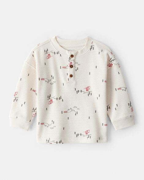 baby boy skiing henley t-shirt - cream