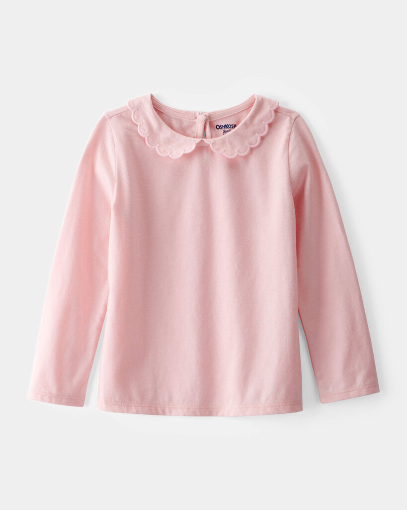 OshKosh B'gosh Toddler Scalloped Collar Long-Sleeve Shirt 2T Pink