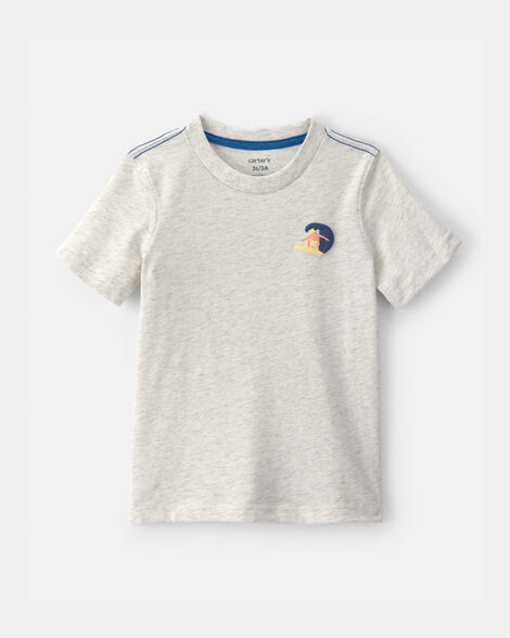 toddler boy surfer graphic tee - grey