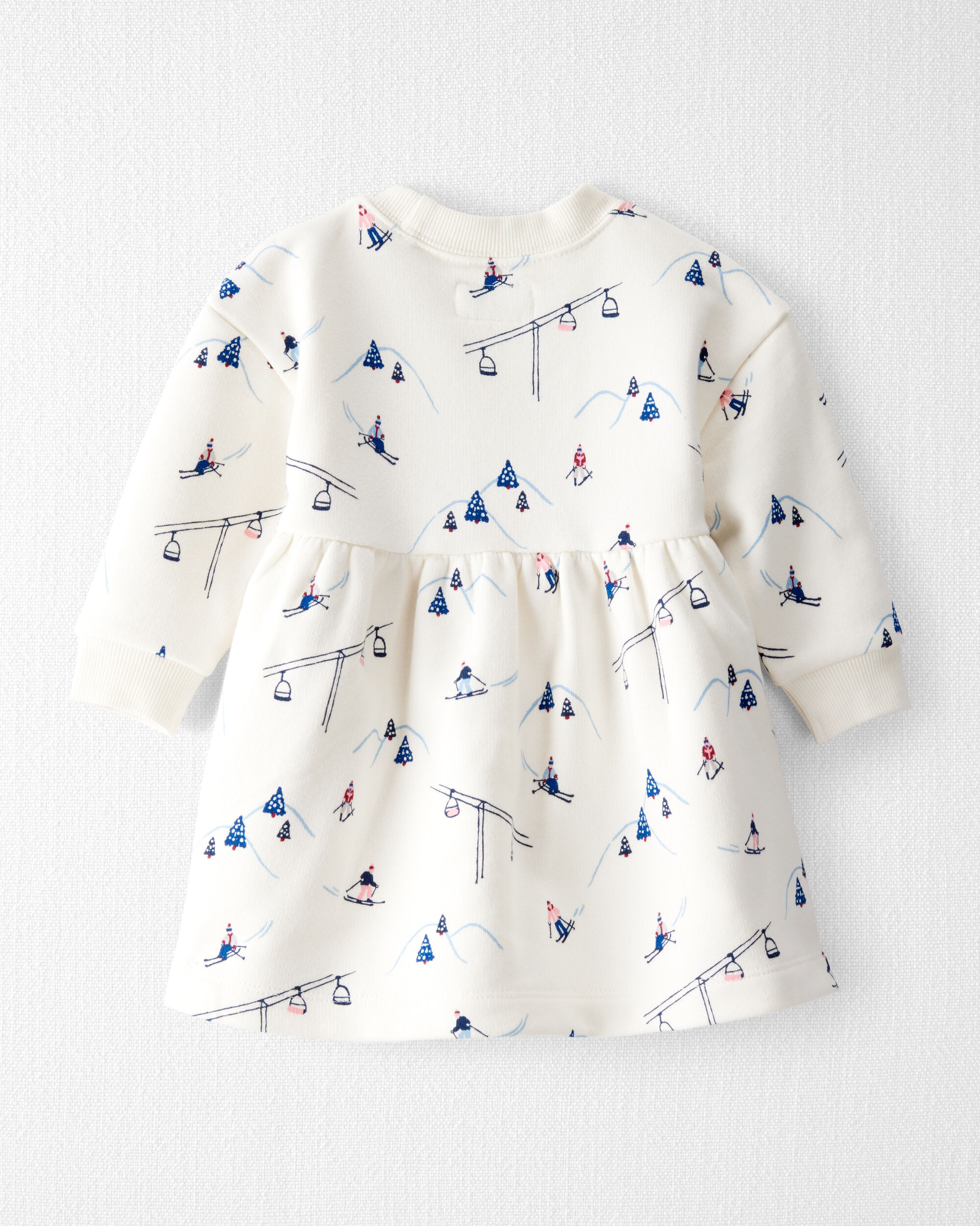 Baby Girl French Terry Dress Made with Organic Cotton in Snowy Slopes Print