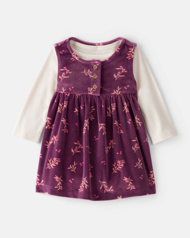 Baby Girl 3-Piece Thanksgiving Print Dress Set - White/Brown