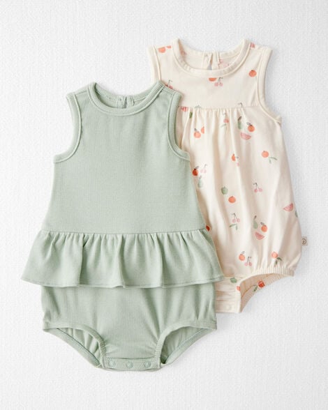 Baby Girl 2-Pack Organic Cotton Bubble Rompers