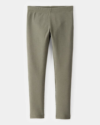 Product image 1 of Kid Solid Cotton Ribbed Stretch Leggings - Green