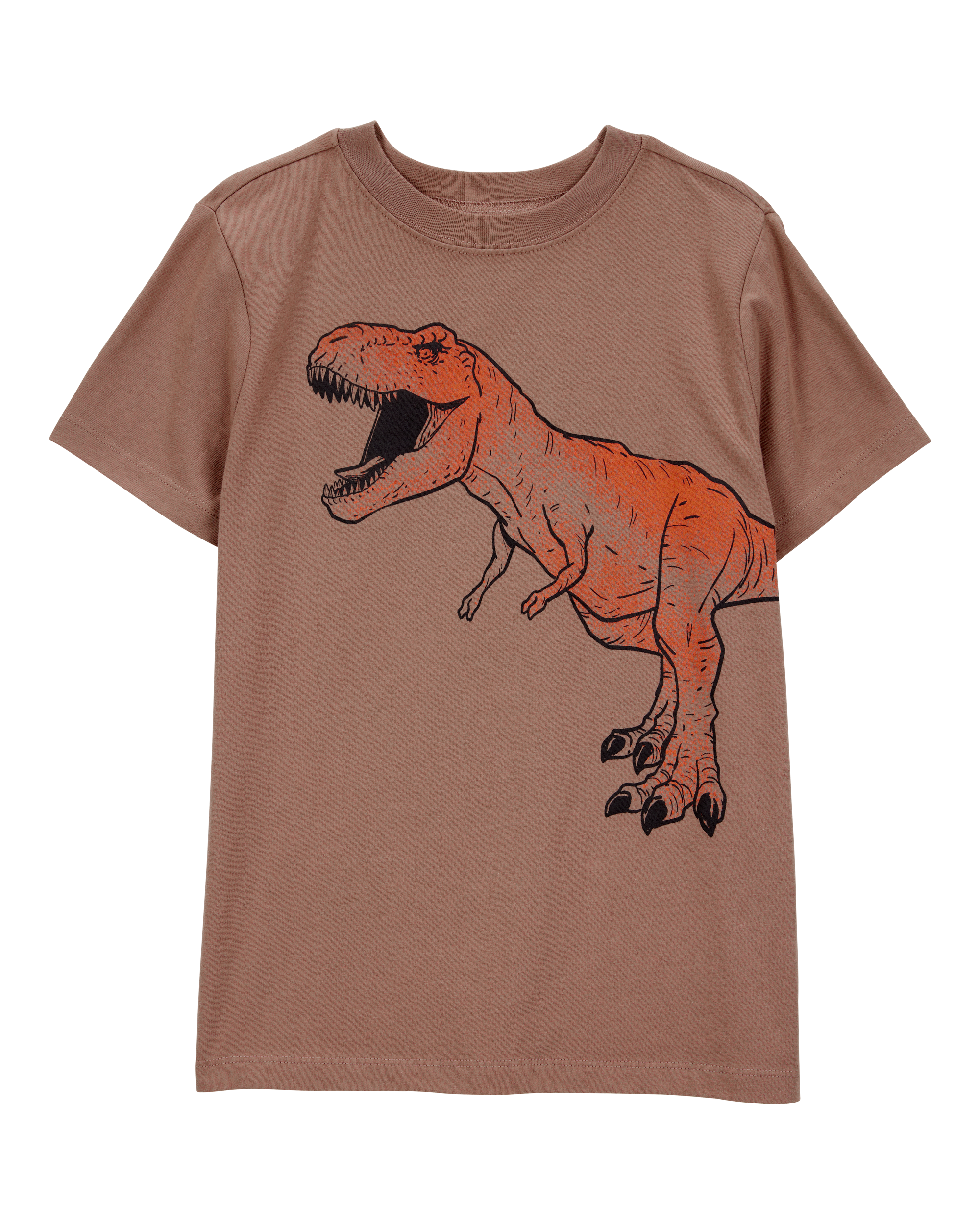 Kid Dinosaur Short-Sleeve Graphic Tee- Brown