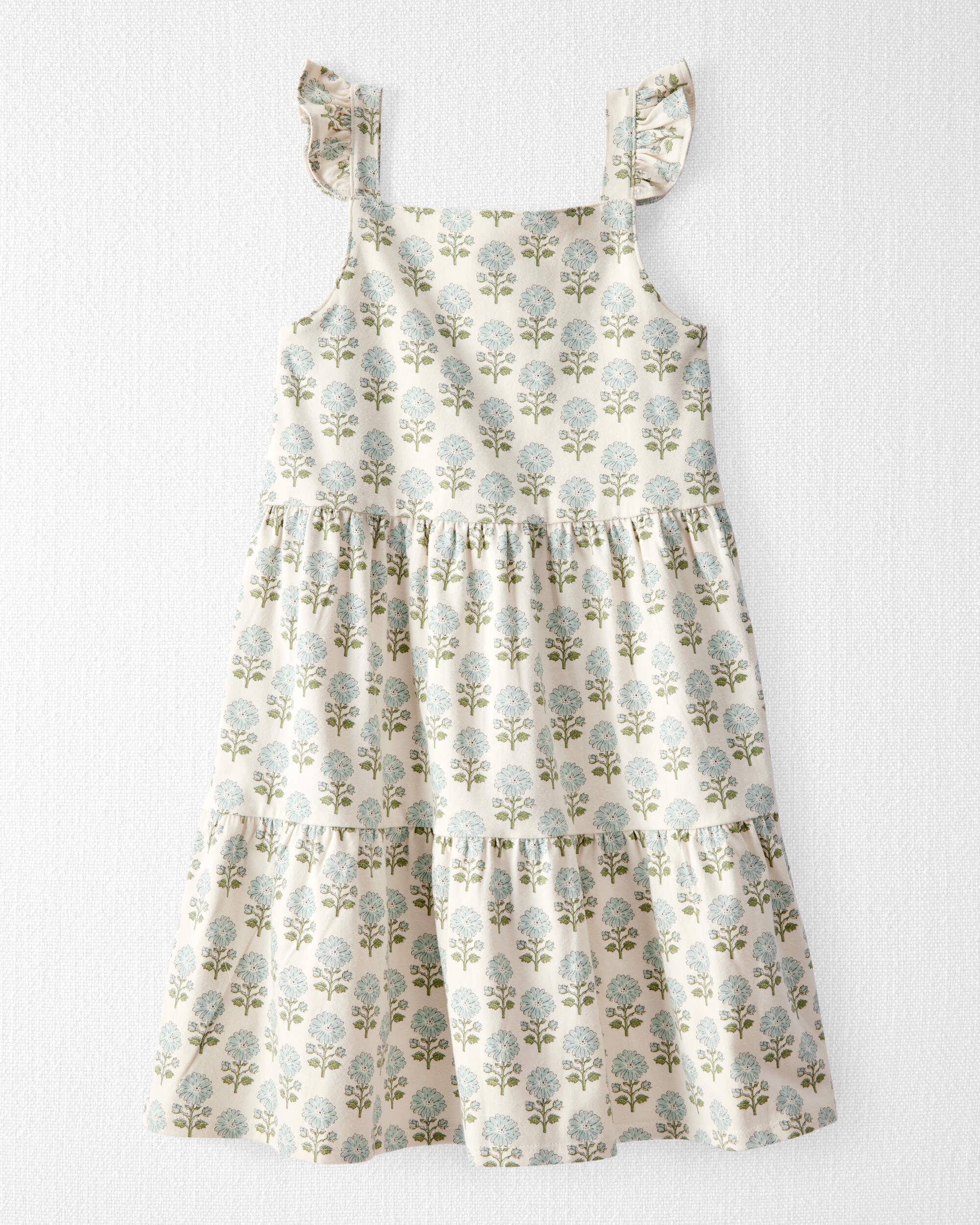LITTLE COTTON CLOTHES NESSA DRESS / HOLLYHOCK FLORAL - Milk