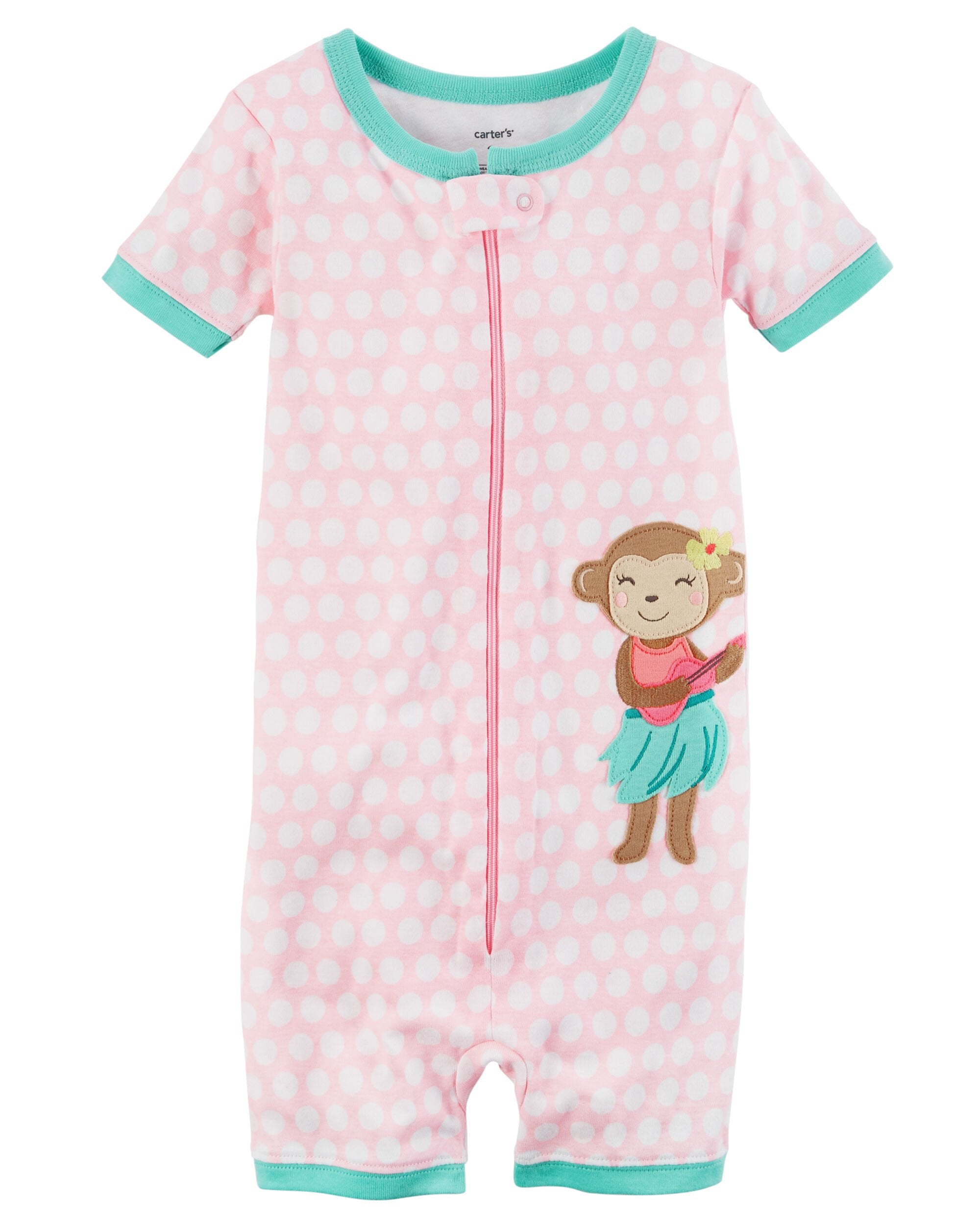 1-Piece Snug Fit Cotton Romper PJs 