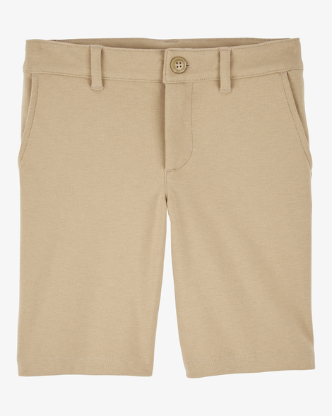 Girls Ponte Knit Uniform Shorts - Khaki