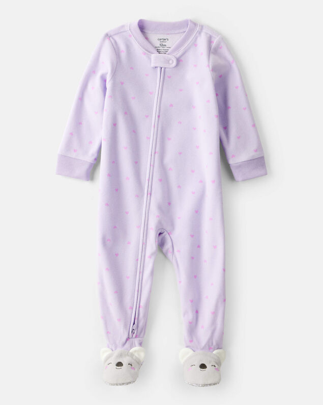 Product image 1 of Baby Girl Koala & Heart Loose Fit 1-Piece Pajamas - Purple