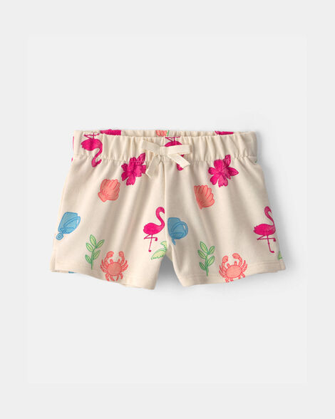 toddler girl beach french terry shorts - cream