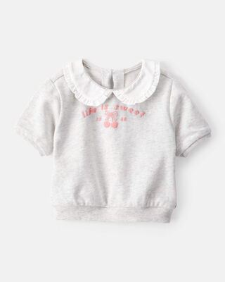 Product image 1 of Baby Girl Cherry French Terry Short-Sleeve Graphic Tee