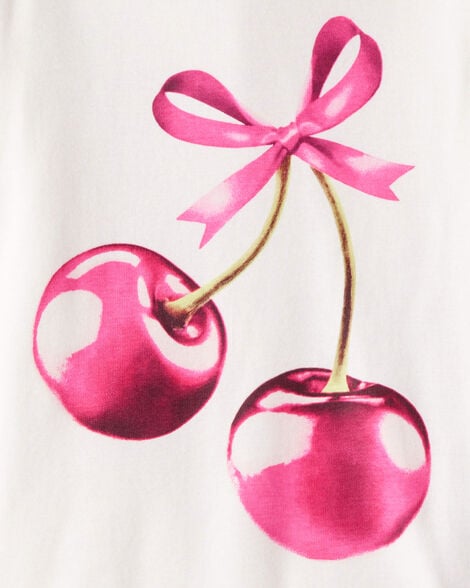Product image 2 of Girls Cherries Print 100% Cotton Long-Sleeve 4-Piece Pajamas - Pink/White