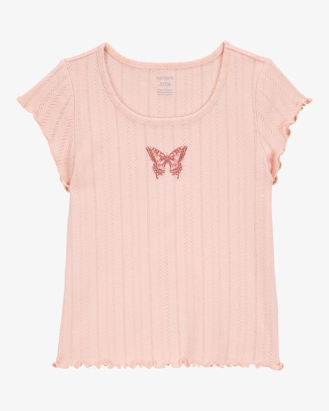Product image 1 of Kid Butterfly Pointelle Baby Tee - Pink
